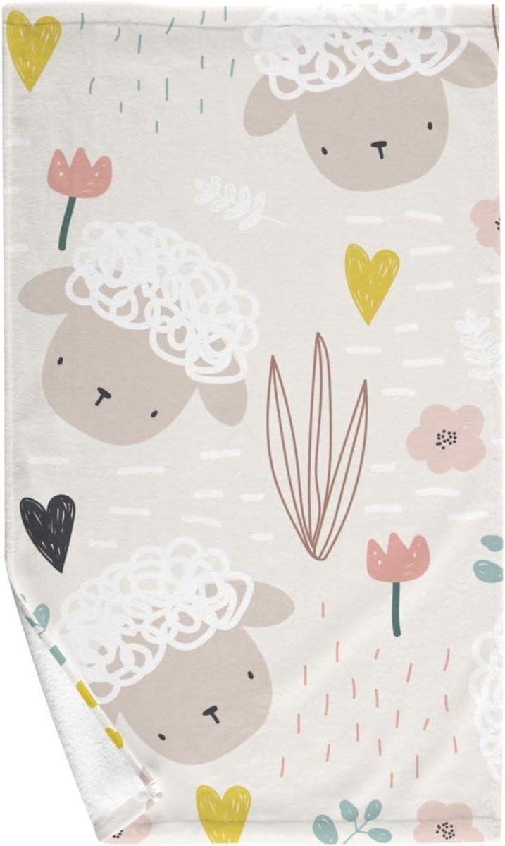 Schaap Floral Country Katoenen Handdoek - Enkelzijdig Bedrukt - 40 x 70 cm