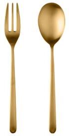 Mepra Stainless Steel w/PVD Titanium Coating Linea Ice Oro Serving Set (Fork and Spoon)