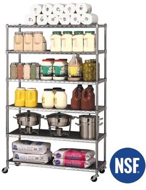 Seville Classics 48 in W x 18 in D x 72 in H, UltraDurable Commercial-Grade 6-Tier Steel Wire Shelving with Wheels
