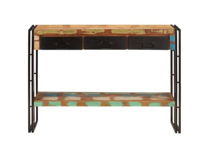 GPUTYGHN Konsolentisch 110x30x76 cm Altholz Massiv 3 Schubladen,1 Ablage,Eisenbeine,k-Stil,recyceltes Holz,Flur,Wohnzimmer,Montageanleitung,Wandhalterung