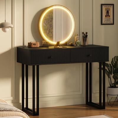 Garvee Vanity Desk with Mirror and Lights Small Makeup Vanity with 2 Drawers