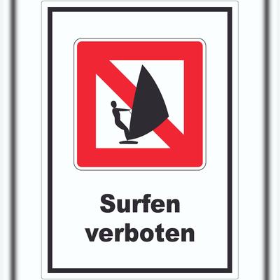 HB-Druck Windsurfen verboten Segelsurfen verboten Symbol und Text Aufkleber A0 (841x1189mm)