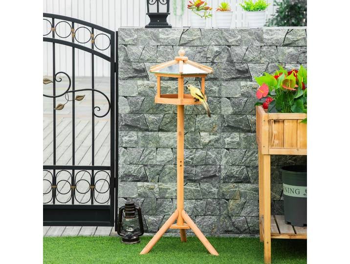 HOMCOM Mangeoire Oiseaux Bois Exterieur Sur Pied 113cm