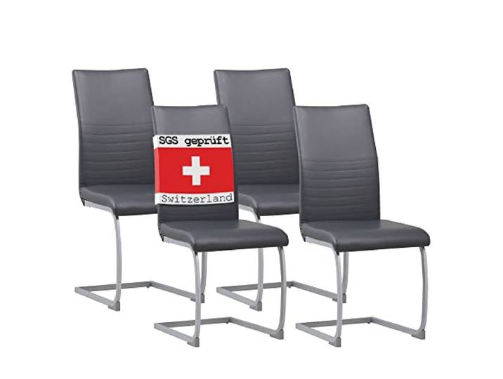 Albatros Freischwinger MURANO, 4-er Set Grau, SGS geprüft, Esszimmerstühle