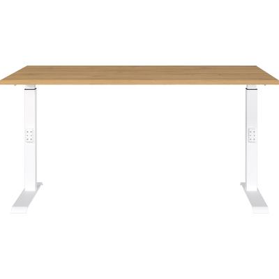 Schreibtisch GERMANIA "Downey", braun (grandson, eiche, nachbildung, weiß, weiß, grandson, eiche, nachbildung), B:140cm H:91cm T:80cm, Tische, Schreibtisch, höhenverstellbar von 68-91 cm, verfügbar in verschiedenen Breiten