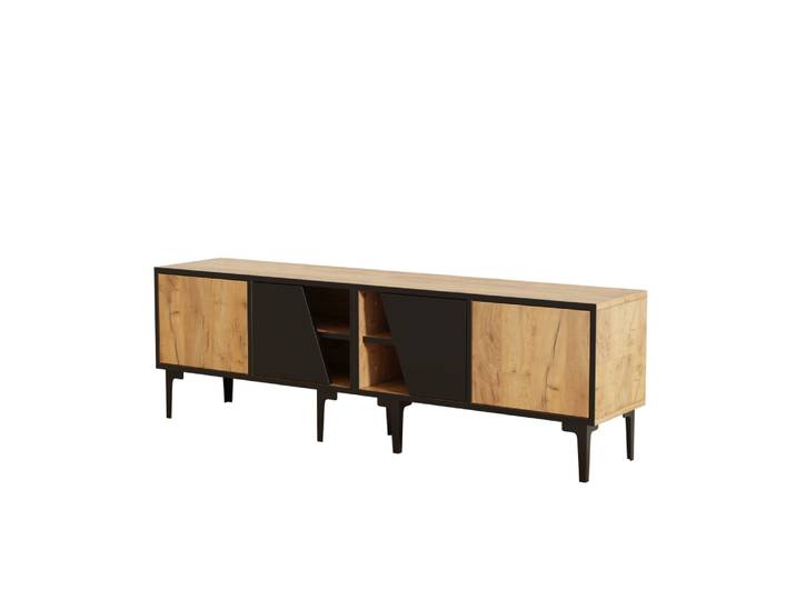Meuble tv en pin naturel l 160 cm