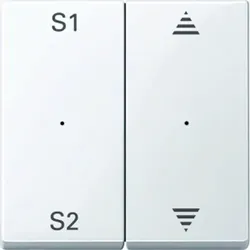 Merten System M Wippe zweiteilig, Jalousie, aktivweiß, glänzend, Symbol Pfeile, Kontrollfenster/Lichtauslass
