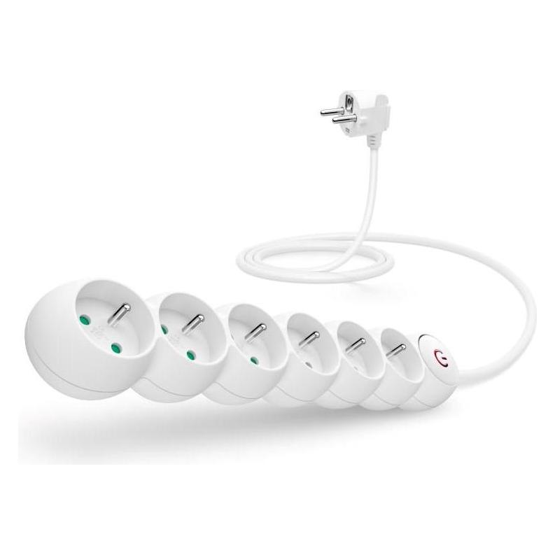Connect IT CES-1015-WH Verlängerungskabel 230V weiss / 5m / 6 Steckdosen / Schalter (5 m) (CES-1015-WH)