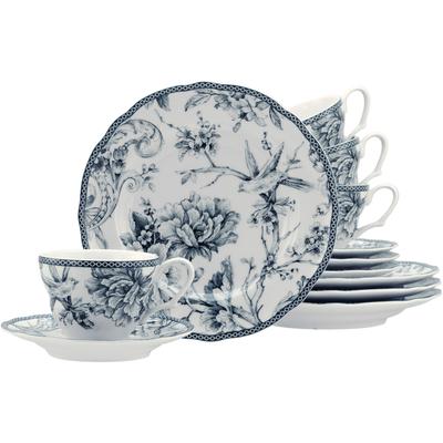 Kaffeeservice CREATABLE "Adelaide, Service 12-tlg.", blau, 12, Porzellan, Geschirr-Sets, Kaffeeservice, Nostalgischer Vintage Dekor, Elegante Form