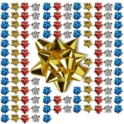 Relaxdays Kleine Geschenkschleifen 100er-Set Blau,Gold,Rot