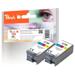 Peach Doppelpack Tintenpatronen color kompatibel zu Canon CLI-36C*2, 1511B001*2