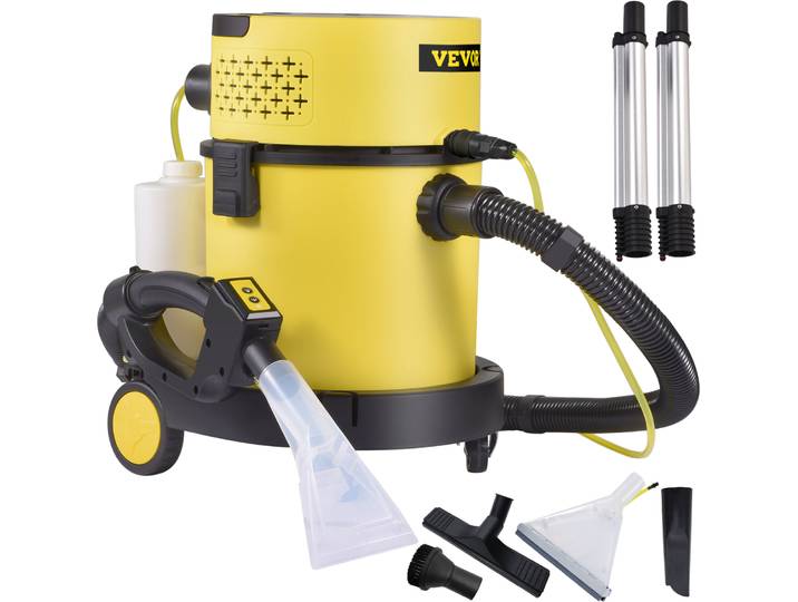 VEVOR Aspirateur-laveur 4en1 1200W Aspirateur eau et poussière Nettoyeur de tapis Aspirateur humide Capacité 20L Appareil de nettoyage de meubles rembourrés Filtre HEPA&éponge Aspirateur industriel