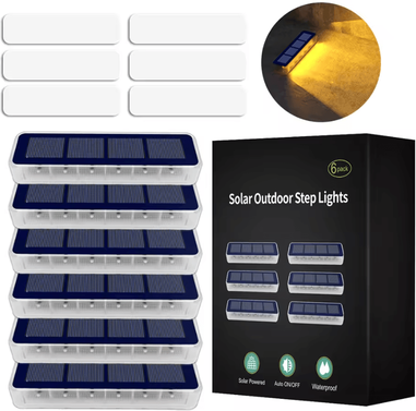 Inspire Curations IP68 Solar LED Step Light Anti Theft Outdoor Stair And Deck Lamp 6 Pack Warm Light