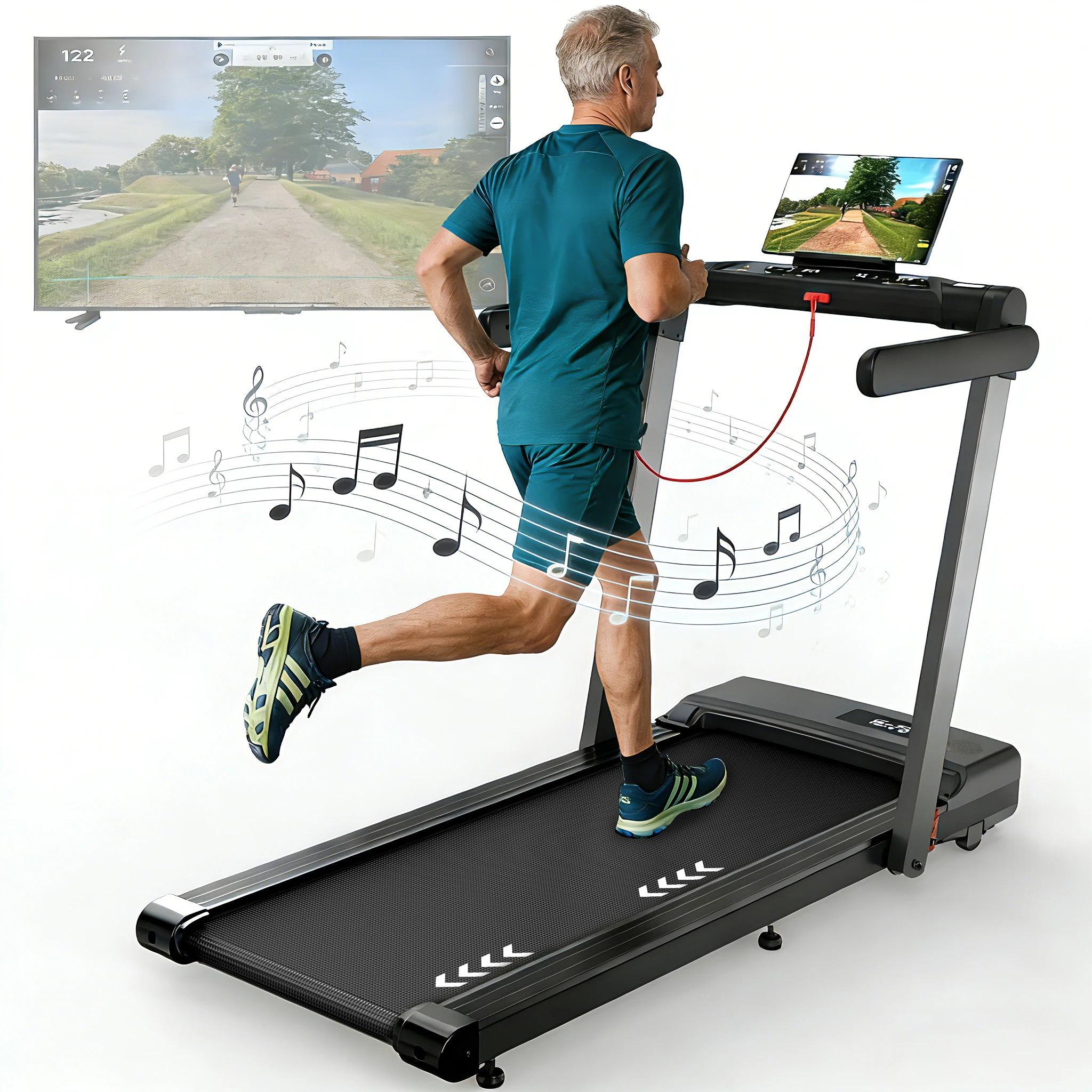 3-in-1 Laufband - Heim- und Bürotraining - Elektrisch 2,5 PS leise - Klappbar - Bluetooth-Lautsprecher - 12 Programme - Fernbedienung - Dual-LED-Display
