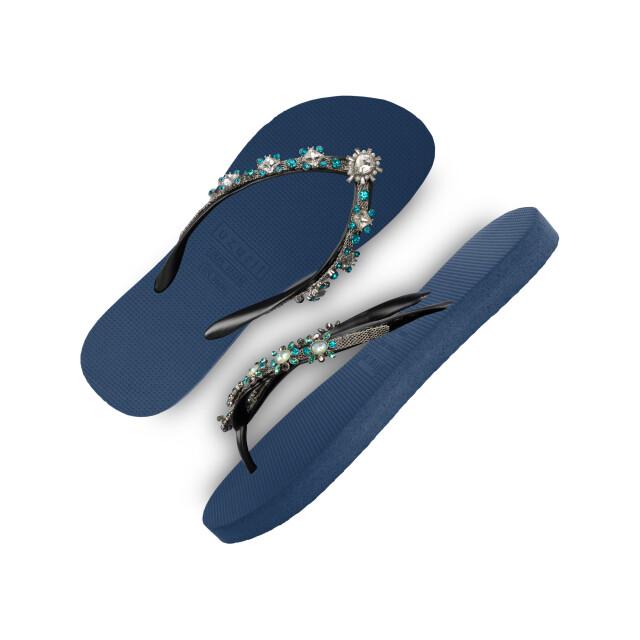 Uzurii Dolce chrystal marineblauw dames slippers, , maat: