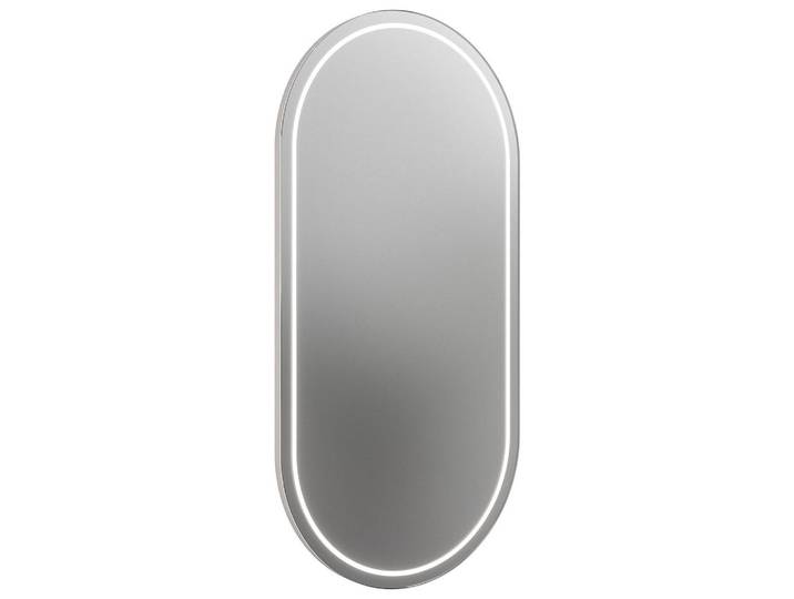 Dieter Knoll Badezimmerspiegel, Silberfarben, Glas, oval, 45.1x90.1x3.2 cm, Made in Germany, Badezimmer, Badezimmerspiegel, Badspiegel