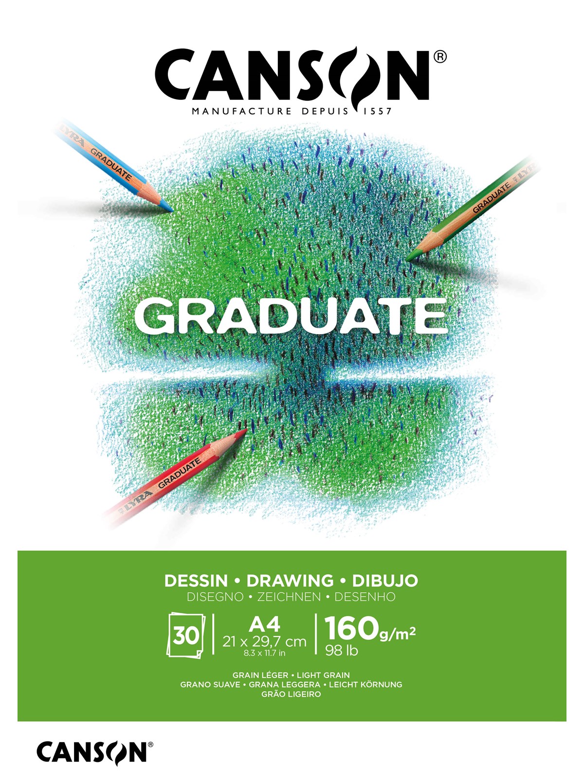 Canson Graduate White Drawing Pad A4 160G 30 SH