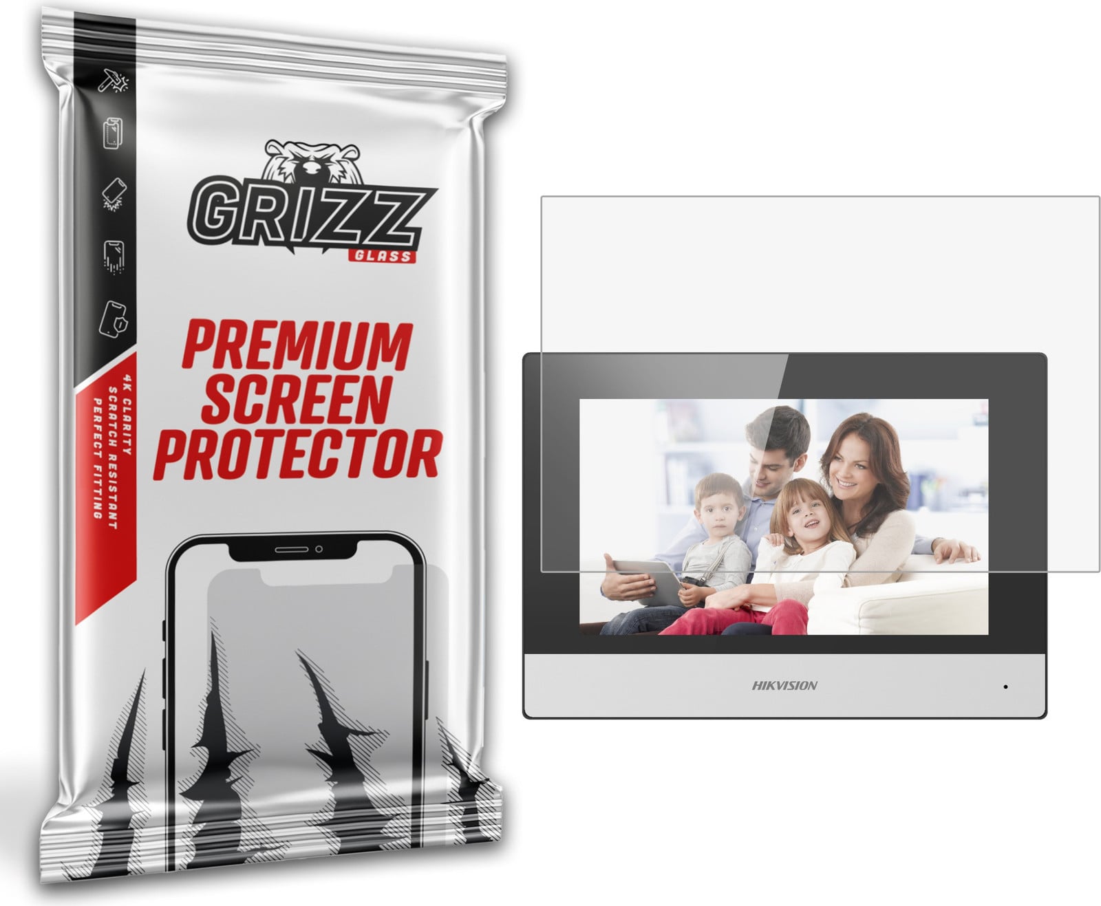 GrizzGlass PaperScreen Matte folie voor HIKVISION DS-KH6320-TE1 videosprokjesinstallatie, 7 inch