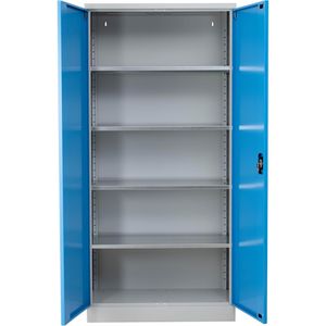 G-Office Aktenschrank FLC.196/N, aus Metall, abschließbar, 92 x 195 x 60 cm (B/H/T), lichtblau / lichtgrau