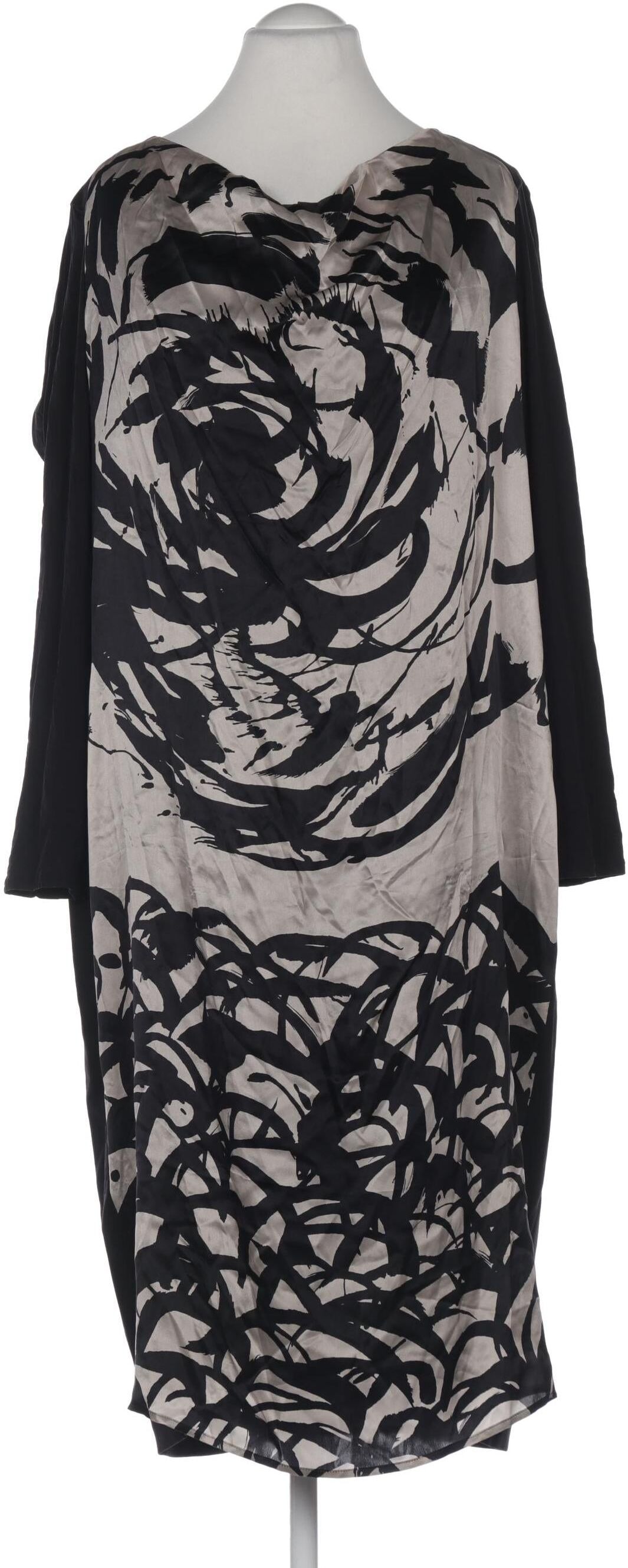 Marina Rinaldi Damen Kleid, Schwarz, Gr. L, Seide / Schurwolle / Synthetik / Elasthan / Viskose - Second Hand