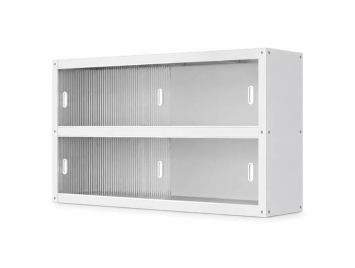 ZDMZR Wandschrank aus Edelstahl, 2-Stufiges Regal, Hängeschrank Acryl-Schiebetüren, Staubdichtes Design, Leichtgängige Laufschiene, 6 Größen, Geriffelter Griff(90x30x70CM/35x12x27IN)
