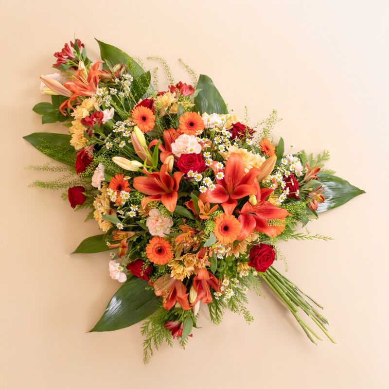 Gerbe deuil : Voyage astral orangé, gerbe florale deuil - Interflora