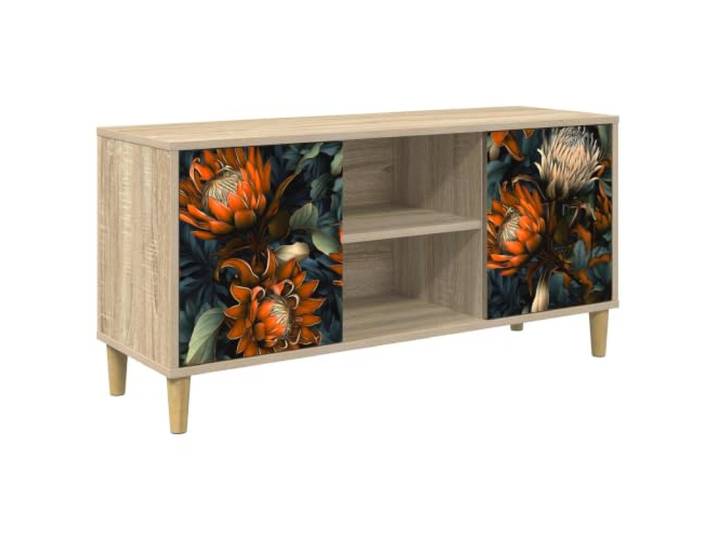 LKJephalotrop TV-Schrank Lowboard mit Türen Sonoma 102x33x50cm Stylischer TV-Tisch aus Holzwerkstoff mit Muster für Wohnzimmer und Schlafzimmer, bietet Stauraum und Luftzirkulation.
