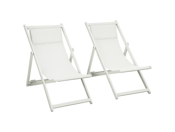 Outsunny Lot de 2 chaises longues pliantes en aluminium 60X100X85 cm Blanc