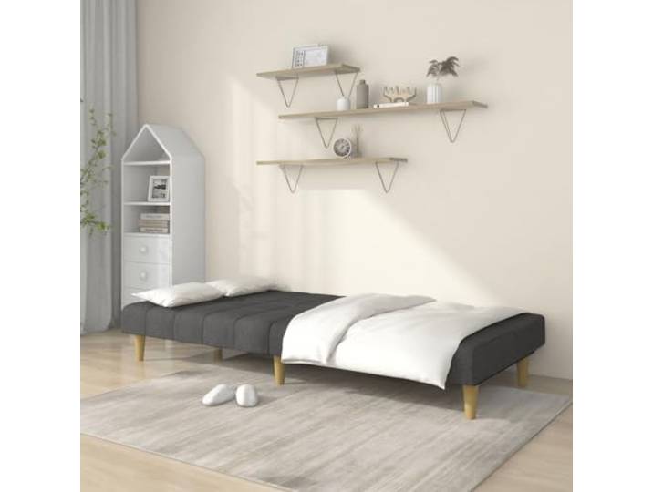 KTHLBRH Schlafsofa 2-Sitzer dunkelgrau Stoff Umwandelbar in ein Einzelbett, Gestell aus Holz, Schaumstoff, maximale Belastung 110 kg, für Wohnzimmer