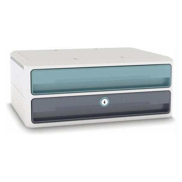 Cep Schubladenbox MoovUp mit Schloss mint, grau DIN A4 quer mit 2 Schubladen (DIN A4 quer) (1091112961)