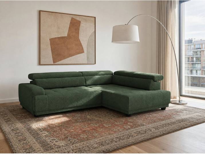 foamnova Ecksofa Roermond, B 270 cm, mit Ottomane und Relaxfunktion, Kopfstützen für mehr Komfort verstellbar, modernes Design