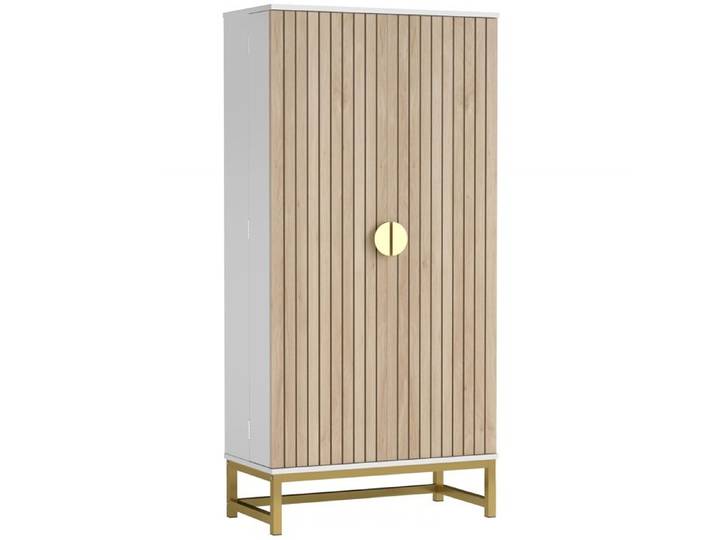LIA Armoire de cuisine meuble cuisine rangement avec 12 étagères à portes étagères ajustables 58x29x119 5cm blanc