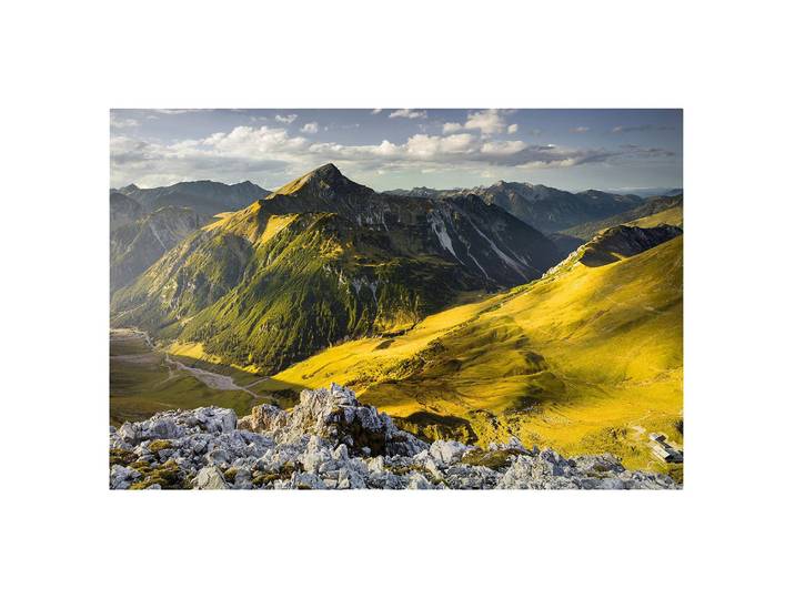 Magnettafel Lechtaler Alpen in Tirol Stahl, lackiert & Vinyl-Spezialfolie Rückseitige Aufhängungsösen Multicolor 60 x 40cm