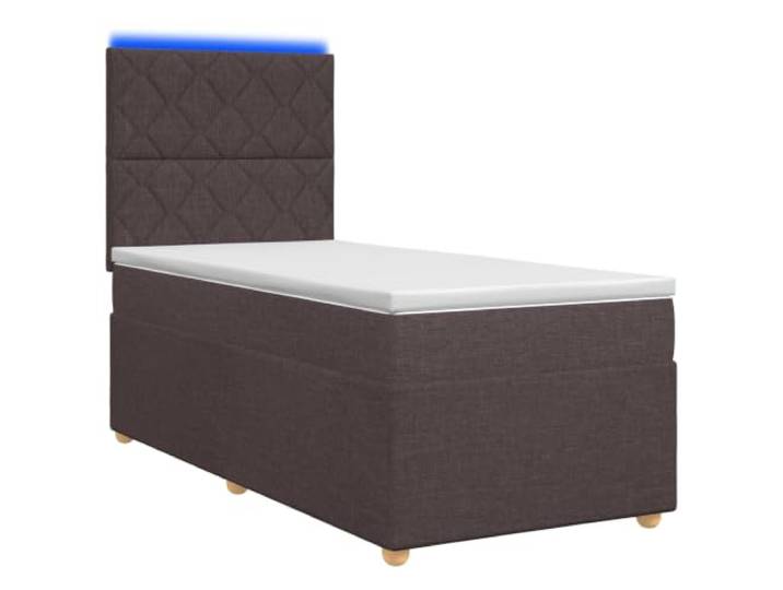 RJPLMFV Boxspringbett mit Matratze, 100 x 200 cm, Dunkelbraun Kopf verstellbar, LED, USB, mittelfest, abnehmbarer Bezug, waschbar