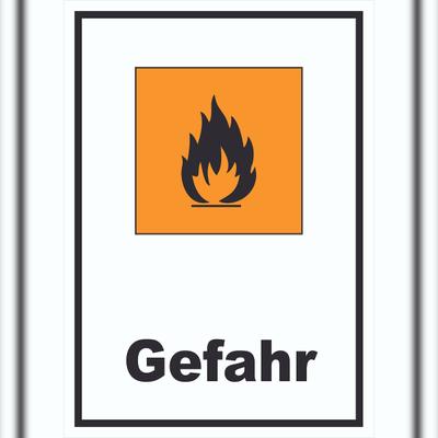 HB-Druck Schild Gefahrensymbol Entzündbar Gefahr Brand Flamme hochkant A0 Rückseite selbstklebend