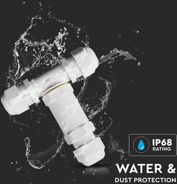 V-Tac Vt-869 Scatola Di Derivazione Con 3 Terminali 8-12 Mm Interni Plastica Bianco Ip68 - Sku 5979