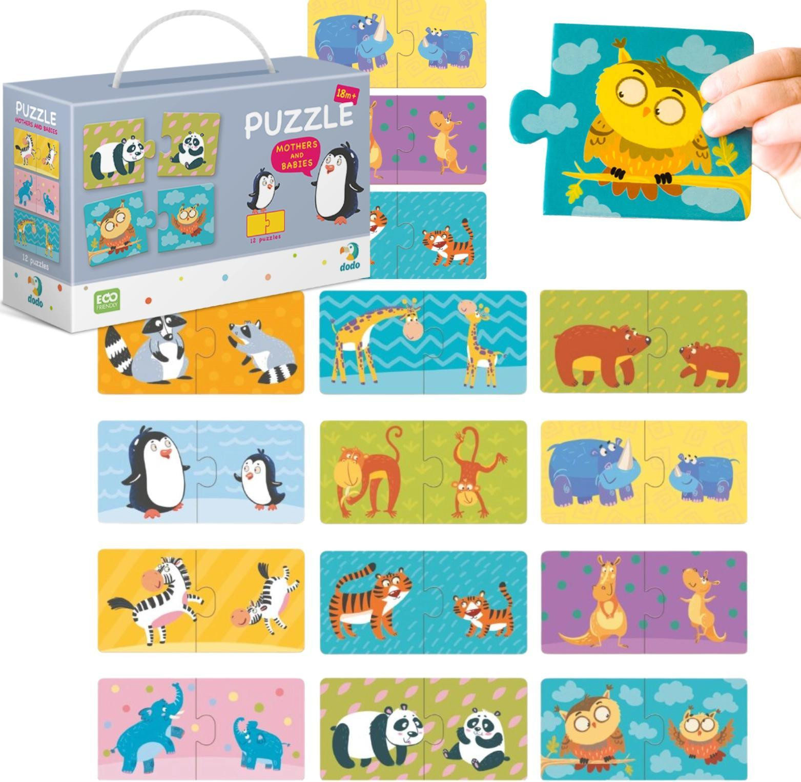 DoDo Puzzle-set Moeder en kind met 12 dierfiguren 300150