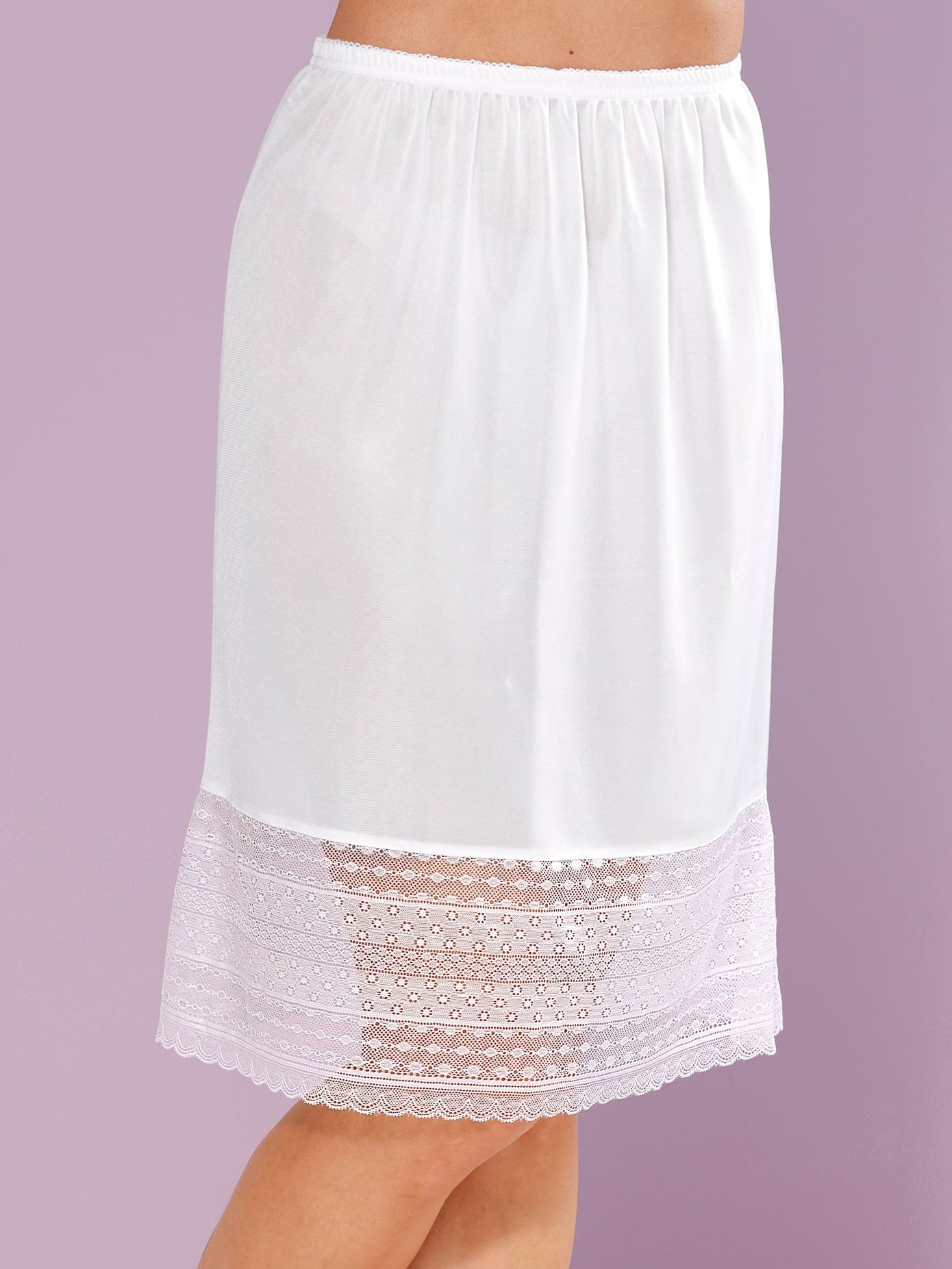 Unterrock WÄSCHEPUR, Damen, Gr. 52, weiss (weiß), 100% Polyester, unifarben, Röcke Unterrock weiß 52