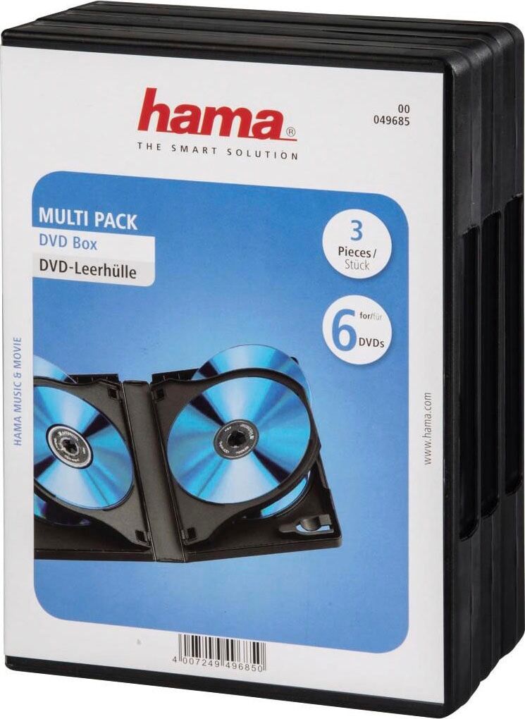 Hama DVD-Hülle "DVD-Leerhülle 6 Box, 3er-Pack, Schwarz, Schutzhülle, Schutz Cover", schwarz, CD, Hüllen, DVD-Hülle