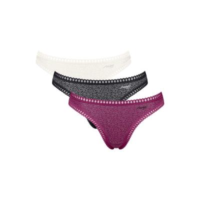 String SLOGGI "String GO Crush String C3P 3er Pack", Damen, Gr. M, bunt (weiß, schwarz, beere), Obermaterial: 95% Baumwolle CO. 5% Elasthan EL., Unterhosen String