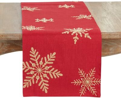 Saro Lifestyle "Snowflakes Table Runner - 16""x70"""
