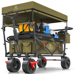 KESSER® Bollerwagen faltbar GT9000 Handwagen mit Dach   Transportwagen max. belastbar bis 150kg mit Hartgummi-Räder & Feststellbremsen (Vorne & Hinten)   Inkl. Abdeckung, Wetter & Sichtschutz