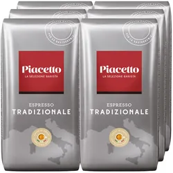 Piacetto Tradizionale Espresso - 6x 1 kg Ganze Bohne - Intensität: 6/6
