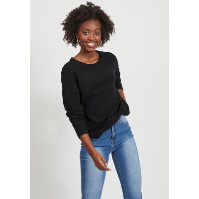 Rundhalspullover VILA "VIRIL-O-PULLI", Damen, Gr. S, schwarz, Feinstrick, Obermaterial: 50% Viskose, 27% Nylon, 23% Polyester, Basic, normal hüftlang, Rundhals, Bündchen, Pullover Rundhalspullover, Feinstrick mit feinen Strickdetails