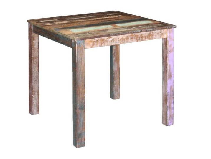 1pc Multicolore Table de salon sur pied - Magnifique Table de salle à manger - design industriel - Bois de récupération massif 80x82