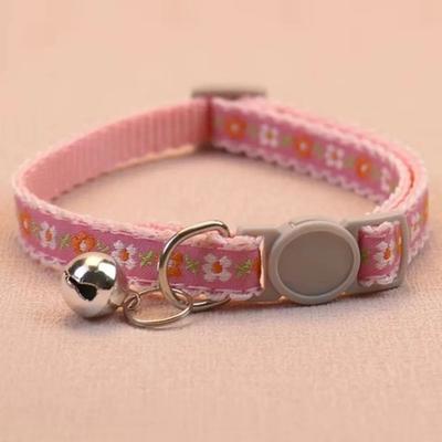 Inspired Finds BloomBelle Floral Embroidered Lace Cat Collar With Bell blush Pink Bloom