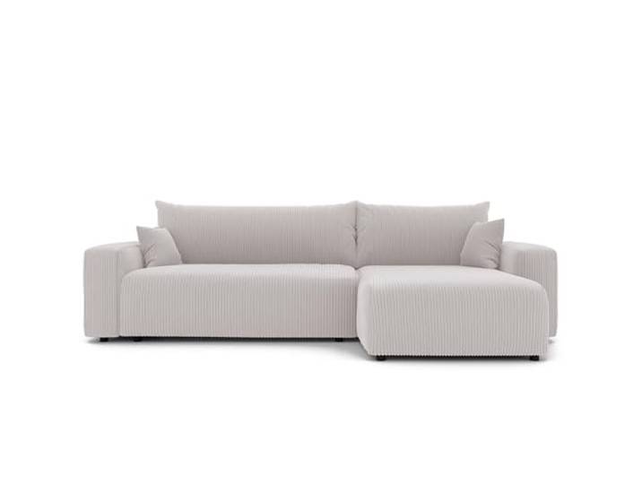 Ecksofa XL mit Schlaffunktion und Bettkasten 278 x 145 cm Beige 278 x 145 cm, Kiefernholz und MDF, Hoher Sitzkomfort, Wohnen und Schlafen, Integrierter Bettkasten