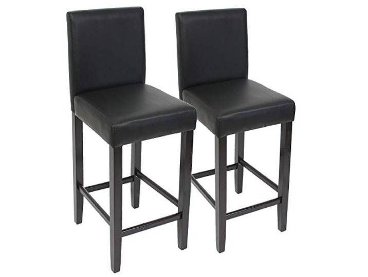 Mendler 2er-Set Barhocker M37 Kunstleder - schwarz, dunkle Füße Barstuhl