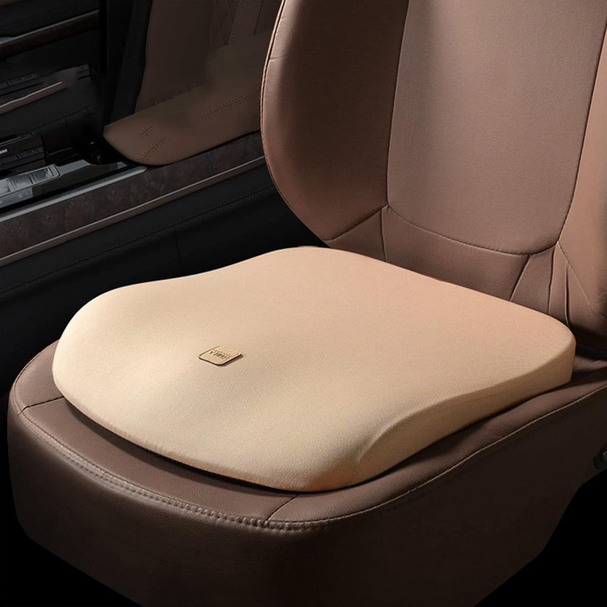 Comfortabel Autozitkussen met Traagschuim Vulling - Stoelverhoger - Beige - 5 cm dik