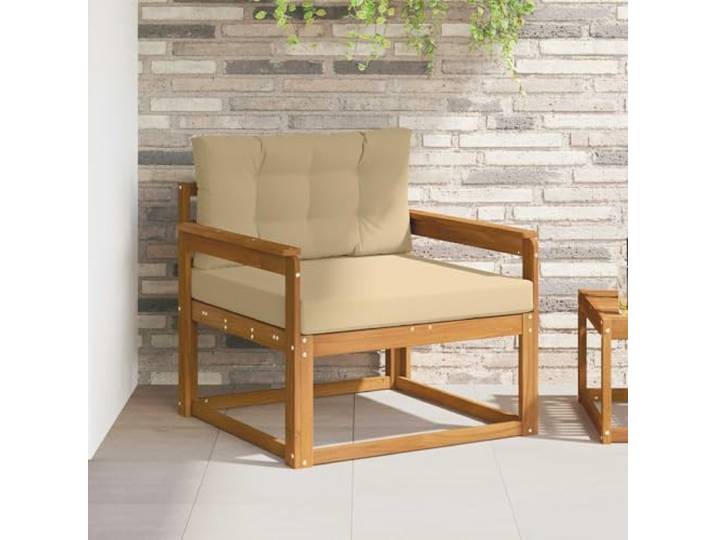 Xolmizyn Mittelsofa Garten-Möbel Akazie Holz, Outdoor Lounge-Sessel Braun Witterungsbeständig, Latten-Rücken Design, Für Terrasse & Balkon